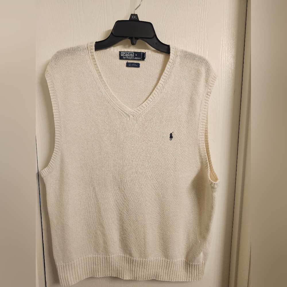 Vintage 90's Polo Ralph Layren Men's Cream Sweater Vest